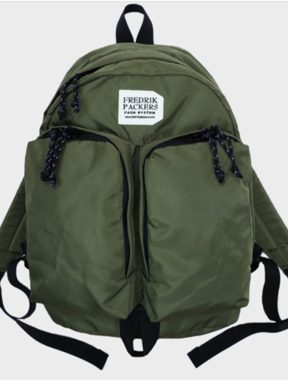 Fredrik Packers 420D Packcloth Nylon Twins Backpack from Japan - Olive Green